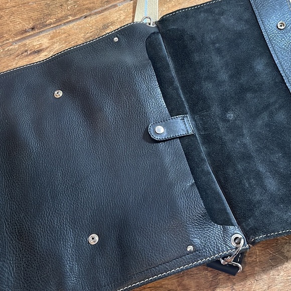 Rafe Black Leather mail type bag with canvas buckle strap - Picture 15 of 15